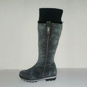 ELTEMPO WOMEN'S SUEDE WINTER  HIGH-KNEE GRAY-GREEN BOOTS SIZE 8